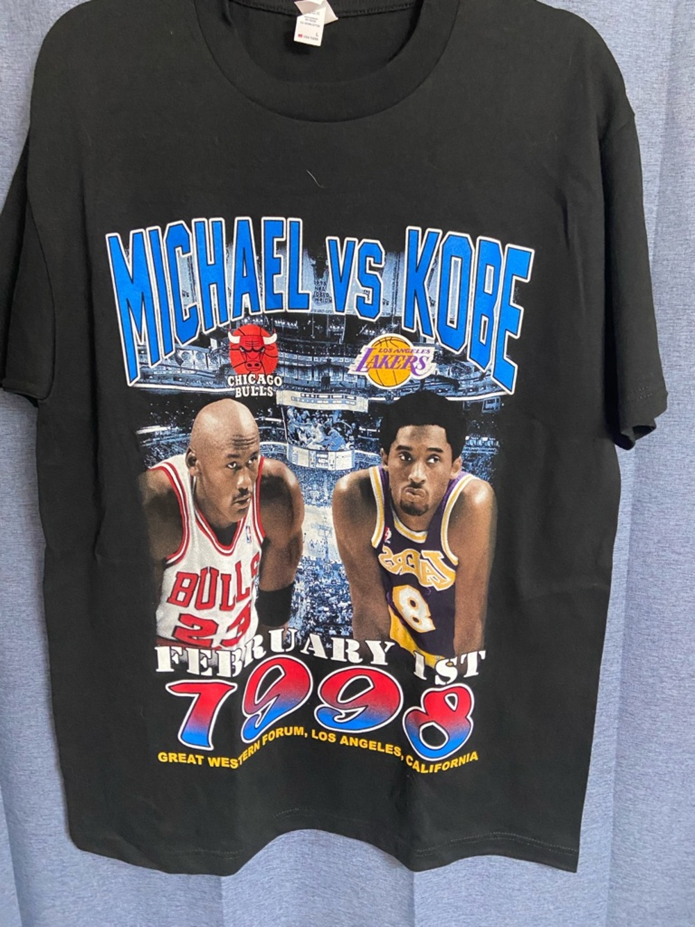 Michael vs Kobe 1998 Black Graphic Tee - Vintage Game Poster Shirt